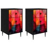 vidaXL Mesa de noche HEESCH 2 uds. Roble Negro 36 x 33 x 61 cm