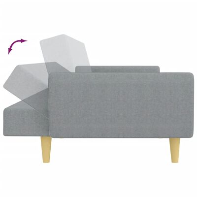 vidaXL Sofá cama de 2 plazas con taburete tela gris claro