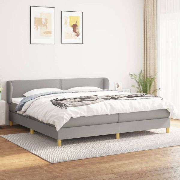 vidaXL Cama box spring con colch&oacute;n tela gris claro 200x200 cm