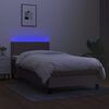 vidaXL Cama box spring colch&oacute;n y luces LED tela gris taupe 90x200 cm