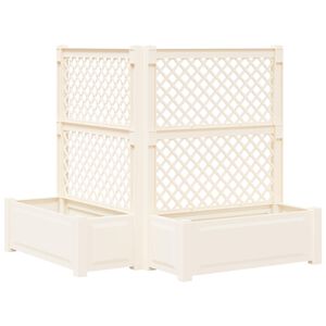 vidaXL Maceta Grande con Trellis 2 uds. PP Blanco