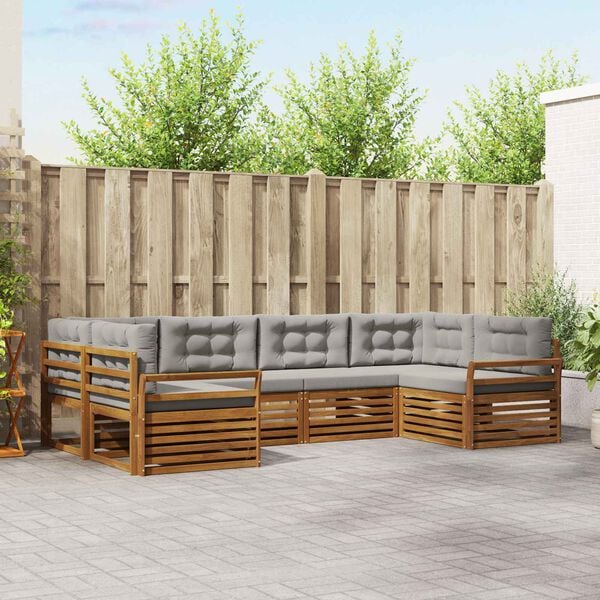 vidaXL Conjunto de sof&aacute;s de exterior 6 pcs Gris Natural y Claro