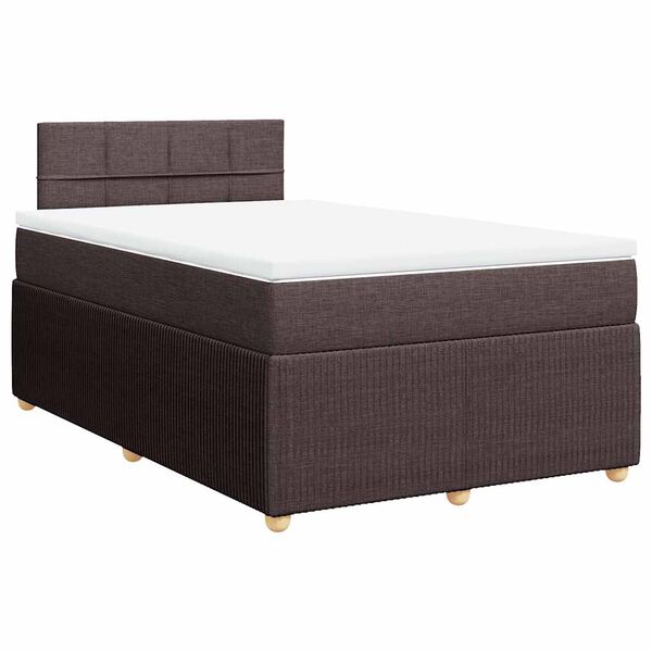 vidaXL Cama box spring con colch&oacute;n tela marr&oacute;n oscuro 120x190 cm