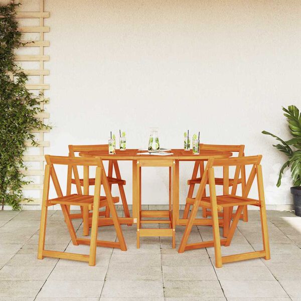 vidaXL Mesa de Jard&iacute;n 5 pcs Marr&oacute;n Madera de Acacia S&oacute;lida
