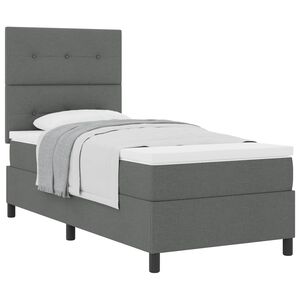 vidaXL Cama tipo Box Spring con colch&oacute;n Gris oscuro 80 x 200 cm tela