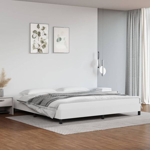 vidaXL Estructura de cama sin colchón cuero sintético blanco 200x200cm
