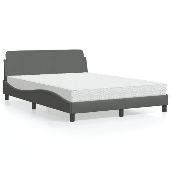 vidaXL Cama con colch&oacute;n Dover tela gris oscuro 140x190 cm