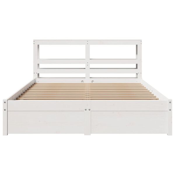 vidaXL Estructura de cama con cabecero sin colchón blanco 160x200 cm
