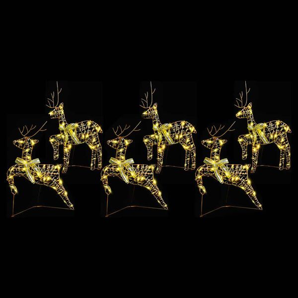 vidaXL Renos LED con 180 LED 6 pcs Dorado PET
