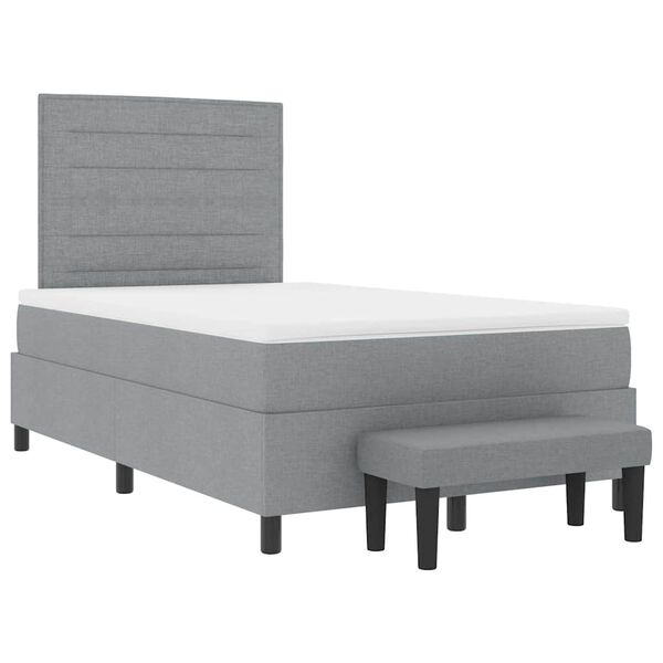 vidaXL Cama tipo Box Spring con colch&oacute;n Gris Claro 120 x 200 cm tela