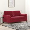 vidaXL Sof&aacute; 2 plazas almohadas y cojines terciopelo rojo tinto 140 cm