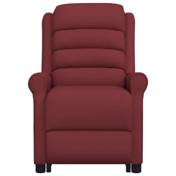 vidaXL Sillón de masaje elevable cuero sintético rojo tinto
