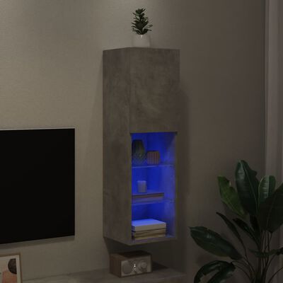 vidaXL Mueble para TV con luces LED gris hormigón 30,5x30x102 cm