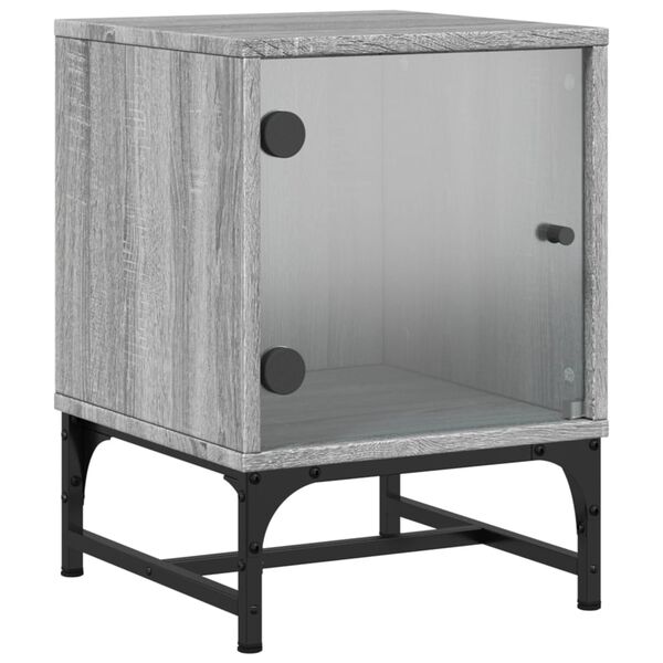 vidaXL Mesitas noche con puertas vidrio 2 uds gris Sonoma 35x37x50 cm