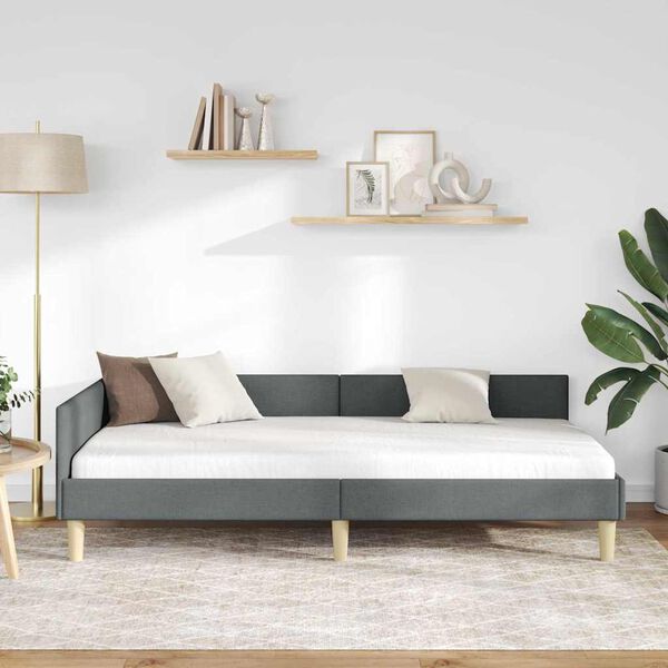 vidaXL Estructura de cama en esquina Gris oscuro 100 x 200 cm tela