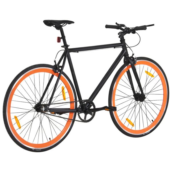 vidaXL Bicicleta de pi&ntilde;&oacute;n fijo negro y naranja 700c 59 cm
