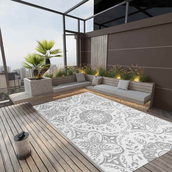 vidaXL Alfombra de exterior PP ARAKIL gris claro 190x290 cm