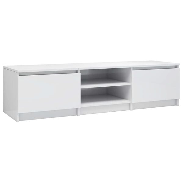 vidaXL Mueble TV madera contrachapada blanco brillante 140x40x35,5cm
