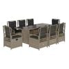 vidaXL Set comedor de jard&iacute;n 9 pzas cojines rat&aacute;n sint&eacute;tico gris claro