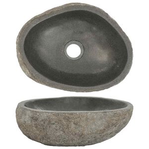vidaXL Lavabo ovalado piedra de r&iacute;o (29-38)x(24-31) cm