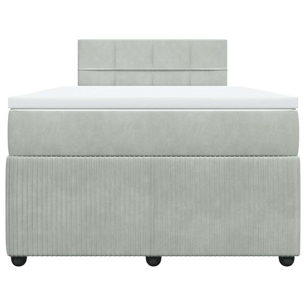 vidaXL Cama box spring con colch&oacute;n terciopelo gris claro 120x200 cm