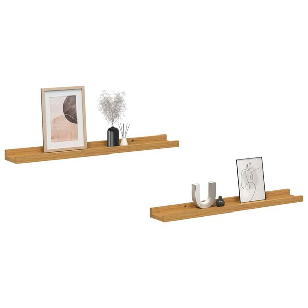 vidaXL Estante de pared 2 pcs Beige 60 x 9 x 3 cm Madera de ingenier&iacute;a