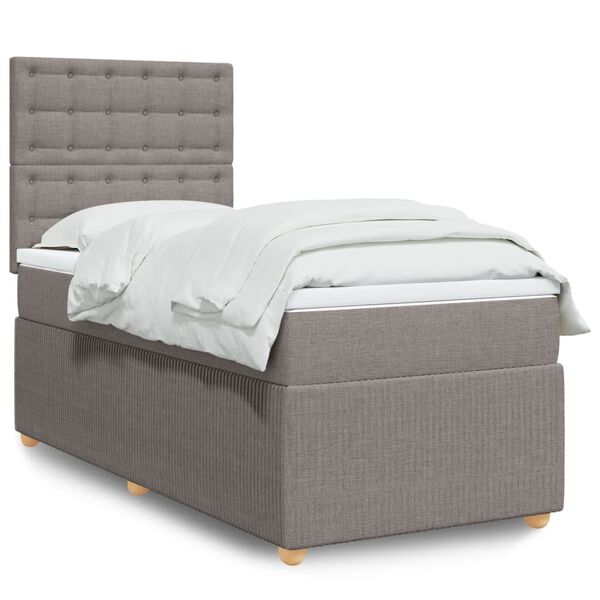 vidaXL Cama box spring con colch&oacute;n tela gris taupe 80x200 cm
