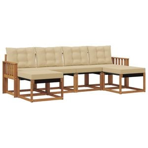 vidaXL Conjunto de sof&aacute;s de exterior con coj&iacute;n 6 pcs Natural y Beige