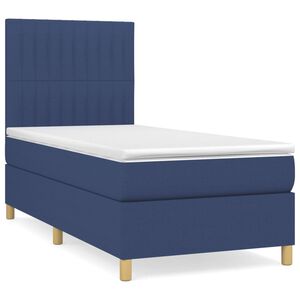 vidaXL Cama box spring con colch&oacute;n tela azul 80x200 cm