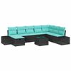vidaXL Conjunto de sof&aacute; de jard&iacute;n 9 uds. Negro rat&aacute;n sint&eacute;tico