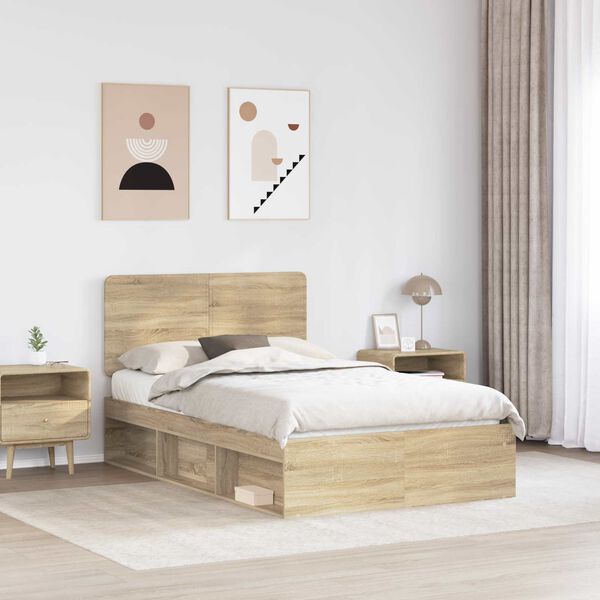 vidaXL Estructura de cama Sonoma 120 x 190 cm Madera de pino macizo