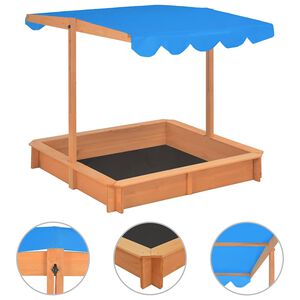 vidaXL Arenero con techo ajustable de madera de abeto 115x115x115 cm