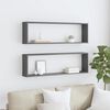 vidaXL Estantes cubo de pared 2 uds contrachapado gris 100x15x30 cm