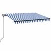 vidaXL Toldo autom&aacute;tico LED sensor de viento azul y blanco 350x250 cm
