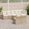 vidaXL Conjunto de sof&aacute; de jard&iacute;n 9 pcs Beige Polirat&aacute;n