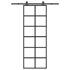 vidaXL Puerta corredera con set herrajes vidrio ESG aluminio 76x205 cm