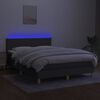 vidaXL Cama box spring colch&oacute;n y luces LED tela gris oscuro 140x200 cm