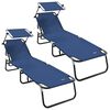 vidaXL Tumbona plegable 2 pcs Azul 190 x 57 x 81 cm oxford