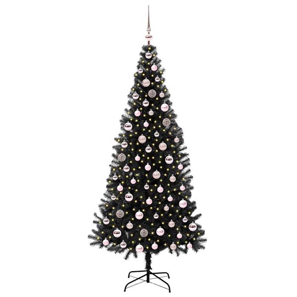 vidaXL &Aacute;rbol de Navidad con 300 LED con soporte Negro 210 cm PVC
