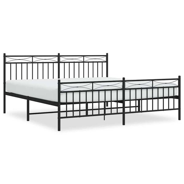 vidaXL Estructura cama sin colch&oacute;n con estribo metal negro 183x213 cm