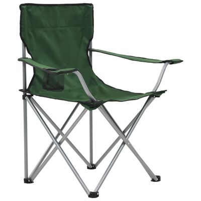 vidaXL Juego de mesa y sillas de camping 3 piezas verde