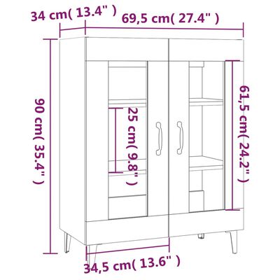 vidaXL Aparador de madera de ingeniería blanco 69,5x34x90 cm