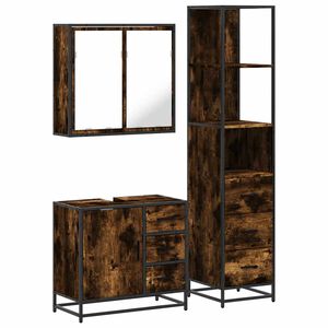 vidaXL Set de muebles ba&ntilde;o 3 pzas madera contrachapada roble ahumado