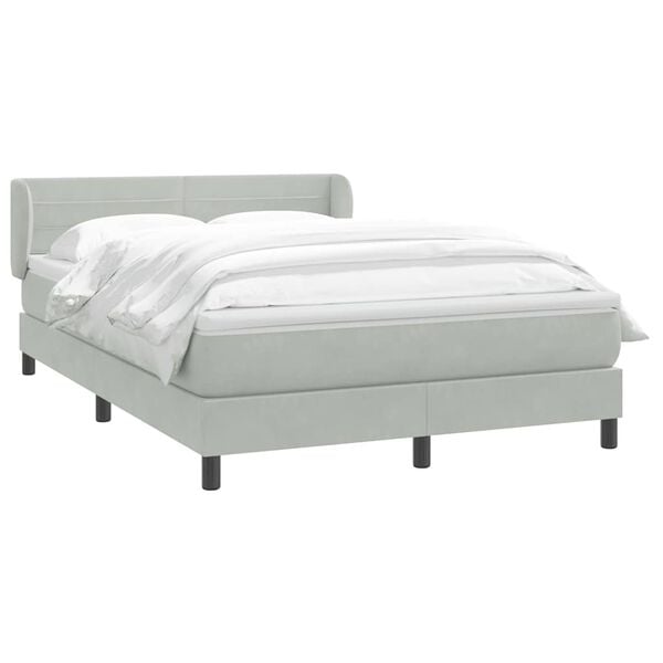 vidaXL Cama box spring con colch&oacute;n terciopelo gris claro 160x220 cm