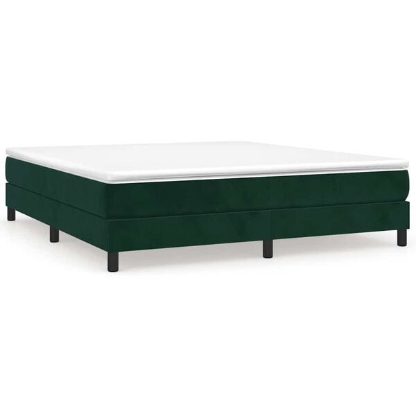 vidaXL Cama box spring con colch&oacute;n terciopelo verde oscuro 160x200 cm
