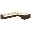 vidaXL Set muebles de jardín 9 piezas y cojines ratán sintético marrón