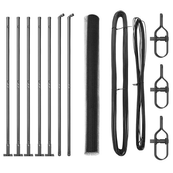 vidaXL Reja con postes Gris 1.6 x 10 m Acero recubierto de PVC