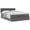 vidaXL Estructura cama otomana colchón cuero sintético gris 140x200cm