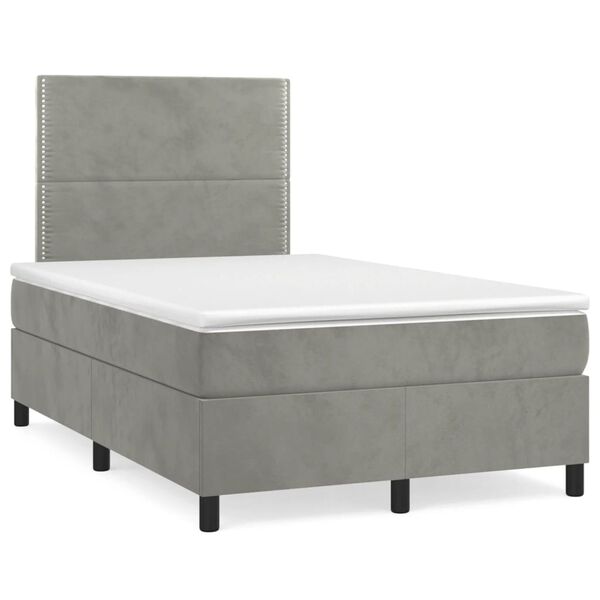 vidaXL Cama box spring con colch&oacute;n terciopelo gris claro 120x190 cm