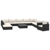 vidaXL Set muebles de jard&iacute;n 11 pzas y cojines rat&aacute;n sint&eacute;tico negro